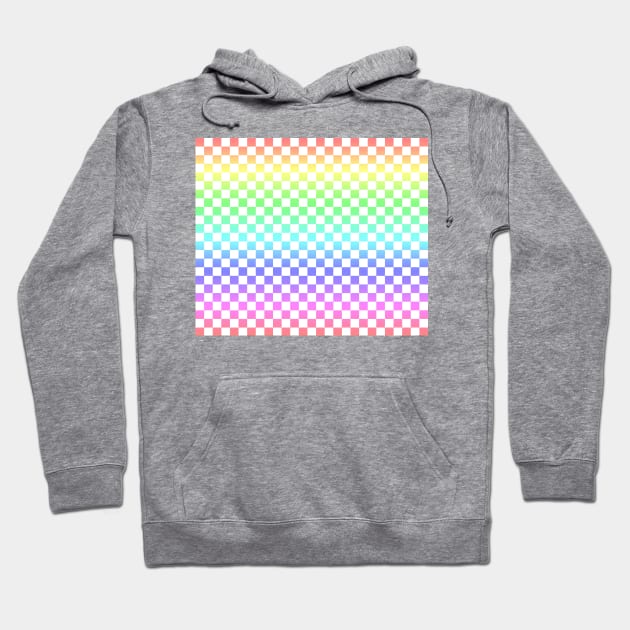 White checkered Rainbow Ombre Hoodie by saradaboru